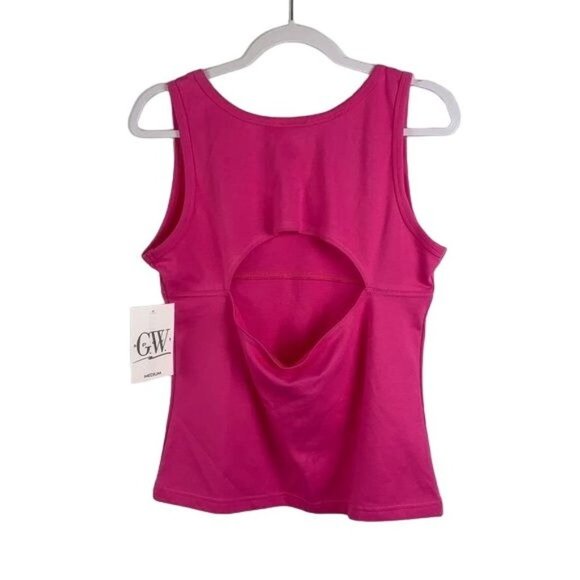 NEW G.W. Sport Women Pink Stretch Cut Out Back Exercise Tank Top Shirt Sz Medium - Picture 5 of 5